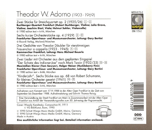 Lieder von Adorno auf CD
